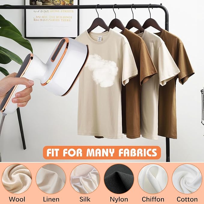 Upgrade Saker plus Steam Iron, 3 Steam Levels Clothes Steamer, 2-In-1 Steamer and Iron Professional Heavy-Duty Steam Travel Irons for Clothes, Suitable for Wool, Silk, Knitwear, Linen (White)