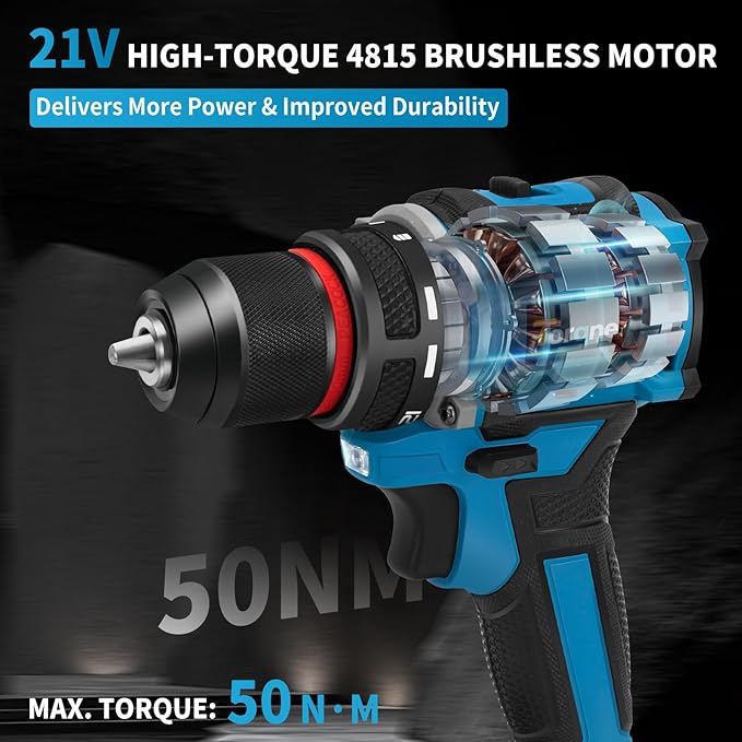 Cordless Drill, 21V Brushless Drill Tool Set with 2-Pack 2Ah Fast Charging Batteries, electric drill tool set, Screwdriver set for Home Renovation, Gardening Tools