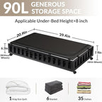 2 Pack Bamboo Under Bed Storage with Wheels, 39”x20”x7.8” Lager Under Bed Storage Containers (Black)