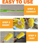 Duster Refill for Swiffer Duster, Reusable Duster Refill Compatible with Swiffer Hand Duster, 360° Heavy Duty Washable Microfiber Dusters for Cleaning, 6 Pack & 1 Handle, Yellow