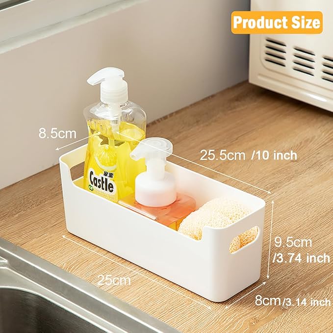 2 Pack Cabinet Organizer Storage, Adhesive Over Cabinet Door Organizer, No Drilling Space Saver Plastic Storage Containers Multi-Use for Kitchen Bathroom Office Bedroom, Translucent