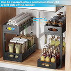 Under Sink Organizer, 2-Tier Pull Out Cabinet Organizer with Adjustable Height, Use in Kitchen Bathroom Cabinet and Countertop Storage, Black, 2-Pack