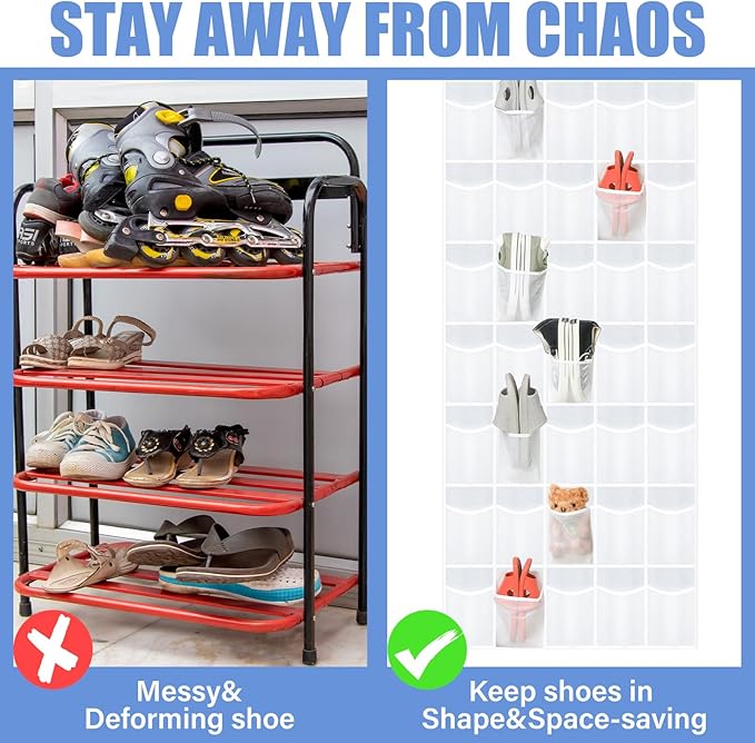 Windyun 2 Pack 40 Over the Door Shoe Organizers Large Mesh Pocket Hanging Shoe Rack for Closet Nonslip Behind Dorm Door Storage Holder Dorm Essentials Back to School Organizer for College