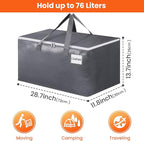 BlissTotes Large Moving Boxes and with Zippers & Handles Moving Supplies with lids, Heavy Duty Totes for Storage Bags for Space Saving, Fold Flat, Moving and Storing 76L, 10 Pack