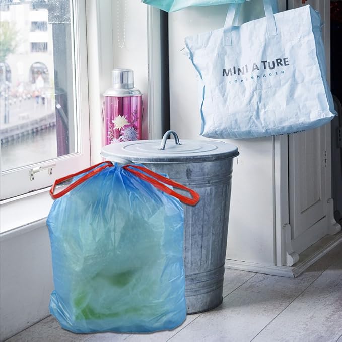 Fiaze 13 Gallon Drawstring Trash Bags, 200 Counts (Blue)