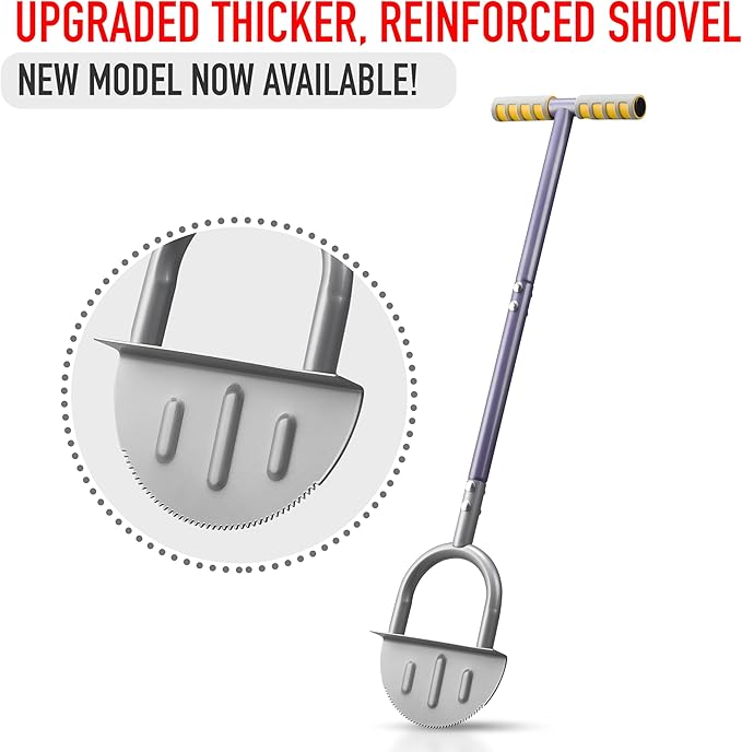 Half-Moon Edger Lawn Tool – Steel Garden Edger for Landscaping & Borders with Rope & Pegs for Precision – Saw-Tooth Manual Edger Lawn Tool with Ergonomic Rubber-Grip Handles, 39 in.