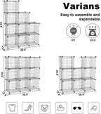 C&AHOME Wire Cube Storage, 9 - Cube Organizer Metal C Grids, Modular Shelves Units, Closet Organizer, Ideal for Home, Office, Living Room, 36.6”L x 12.4”W x 48.4”H, Silver Gray UWCS3009G