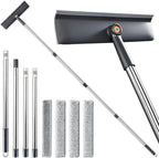 3-in-1 Window Squeegee for Home - 60" Window Cleaning Kit with 3 Microfiber Cloths & Screen Brush, All-in-1 Cleaner Tool for Outdoor Windows, Glass Door & Screens, Lightweight & Easy Storage