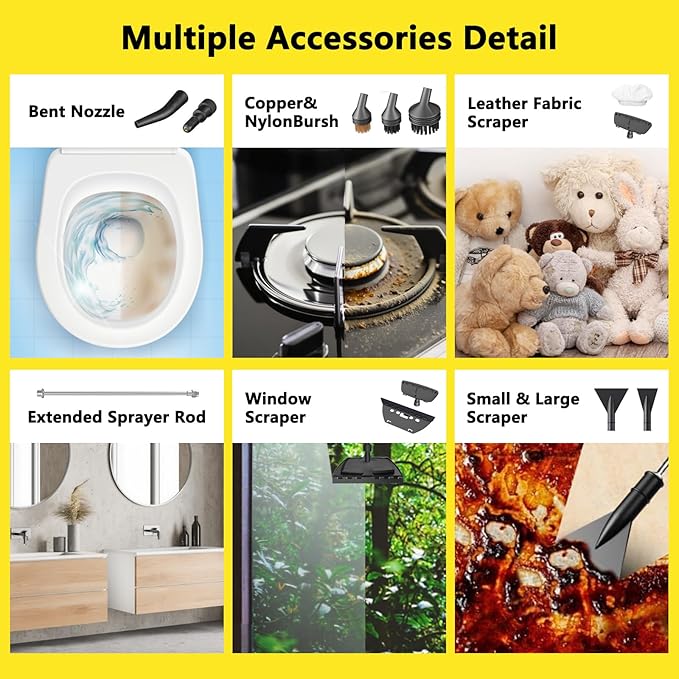 3 Level Adjustable Pressurized Handheld Steam Cleaner for Home, 10s Heat-Up Handheld Steamer for Cleaning, 1.6 Qt Tank Portable Steam Cleaner Handheld for Car,Grout,Tile,Couch,Floor