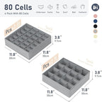 Joyoldelf Sock Drawer Organizer Divider 4 Packs Underwear Organizer, 2 x 24 Cell + 2 x 16 Cell Closet Organizers and Storage Sock Holders for Storing Socks, Handkerchiefs, Ties, Belts (Grey)