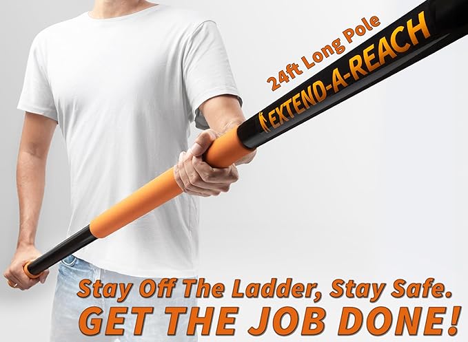 30 Foot High Reach Duster Kit with 5-24 ft Extension Pole // High Ceiling Dusting and Window Cleaning Kit with Telescopic Pole // Window Washer & Squeegee, Cobweb Duster, Fan Blade and Feather Duster