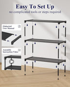 Kitsure Shoe Rack - Non-Woven Shoe Rack Shelf, Shoe Organizer for Closet, Entryway, Garage & Corridor, Stackable Shoe Shelves, 27.5" Wide - 3 Tier, Black