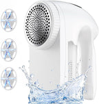 IPX6 Waterproof Washable Electric Fabric Shaver and Lint Remover, Rechargeable Sweater Defuzzer with 3 Free Extra Blades, Quickly and Effectively Remove Fluff, Fuzz, Bobbles for Clothes, White