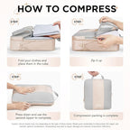 10 Set Compression Packing Cubes for Travel Women Mom,OlarHike Luggage Clothes Storage Gifts for Travelers,Airplane/Cruise/Car/Train Travel Essentials,Compressible Expandable Saver Space Bags(Beige)