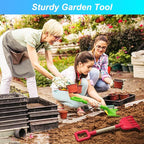 Jumbo Beach Shovels Rake Spade Toys Set for Kids, 16" Long Wooden Handle ABS Plastic Sand Scoop, Planting Summer Winter Gift for Mud Sand Snow Digging, Backyard Gardening Tool Accessories, 3 Pack