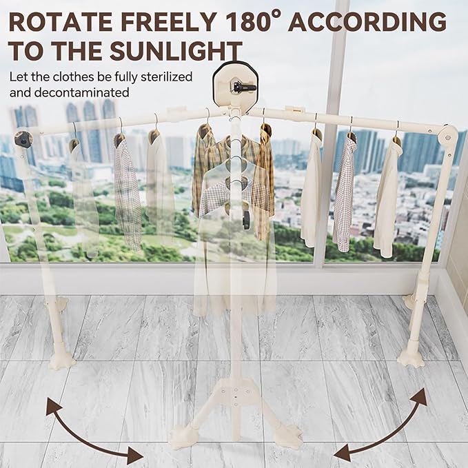 Clothes Drying Rack for RV Foldable Portable Suction Cup Laundry Drying Rack 95in*57in Expandable Clothing Dryer Wall Mounted Retractable Indoor Outdoor Use No Assembly 180° Free Rotation for Laundry