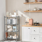 BRIAN & DANY 4-Tier Foldable Storage Shelves with Wheels, Folding Metal Rack Shelving Unit, Heavy Duty No Assembly Organizer Shelf for Garage, Kitchen, Basement, Pantry, Gray