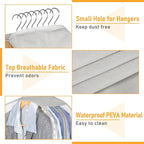 MISSLO 10" Gusseted Garment Bags for Hanging Clothes 40" Clear Suit Bags for Closet Storage Suits Cover Coat Protector, 3 Packs, Grey