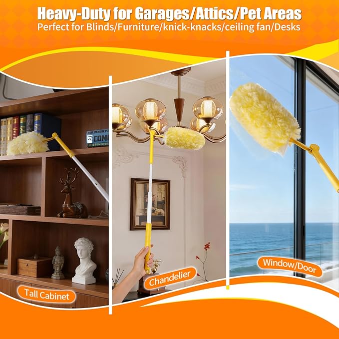 30 Count 360° Heavy Duty Duster Refills, Compatible with Swiffer Duster, Larger Size Disposable Electrostatic Microfiber Dusters, 4X Thick Cleaning Dusters, Unscented