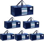 VENO 6 Pack Moving Bags Extra Large Storage Bags for College Move-In, Heavy-Duty Storage Totes, Packing Boxes, and Wardrobe Moving Supplies - Durable Laundry Bags for Clothes (Blue w/Window, 6 Pack)