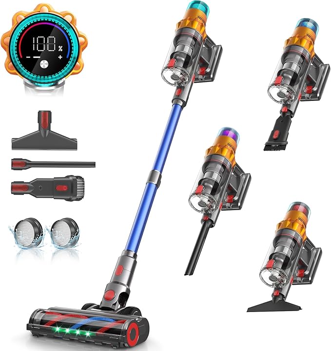 S8 Cordless Vacuum Cleaner, 600W 48Kpa 65mins Stick Vacuum Rechargeable, Wireless Lightweight Handheld Vacuum Cleaners for Home Pet Hair Carpet Hardwood Floor Car