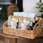 Pantry Organizers and Storage Baskets for Organizing with Handles, Large Wicker Storage Baskets for Shelves, Laundry-Water Hyacinth Storage Bins, Boho Decorative, 3Pack,Natural