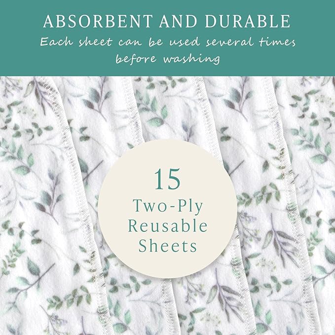 May Bright Reusable Paper Towels 2-Ply Washable Roll - Cloth Paper Towel Replacement - 15 Sheets of Paperless Paper Towels and Reusable Napkins With Greater Absorbency - Zero Waste