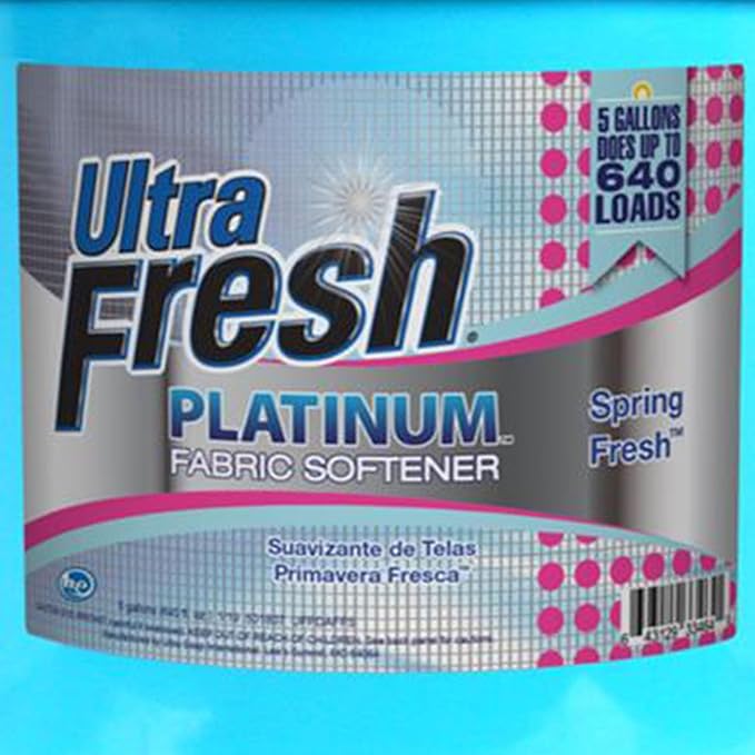 Ultra Fresh 5 Gallon Platinum Fabric Softener for All Machine Types, Liquid Laundry Softener, Up to 640 Loads, Spring Fresh