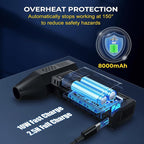 Compressed Air Duster and Vacuum 2 in 1, 180000RPM Powerful Electric Air Duster, 100-Gear Adjustable Ultra Brushless Motor, 8000mAh Rechargeable Air Blower for Computer, Electronics, Car, Home