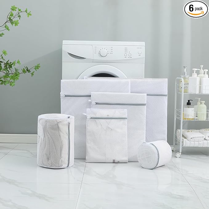 6 Pcs Mesh Laundry Bag Set - Breathable And Sturdy Zipper - Ideal For Underwear, Clothing, Shoes, Socks, And Travel