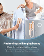 Smart Steam irons Handheld Steamer for Clothes – Global Voltage Adaptation, Palm-Sized & Lightweight (0.8lb), Dual Steam Modes, Easy Wrinkle Remover, Auto Shut-Off, for Travel & Home