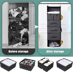 6-Shelves Hanging Closet Organizer with 5 Different Drawers, Foldable Closet Organizers and Storage for Wardrobe, Closet& RV, Clothes and Accessories Storage, Non-Woven Fabric, Black