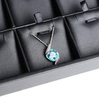 Oirlv Black Leather 24 Grid Jewelry Insert Tray Necklace Pendant Display Tray Jewelry Drawer Organizer（Pack of 1）