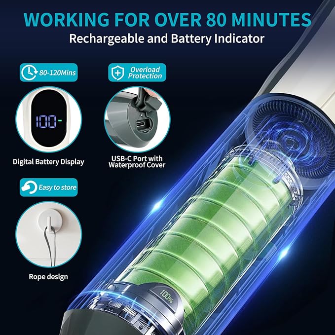 Electric Rotary Cleaner with Led Screen, 8 Replaceable Brush Heads, 2 Speeds, Handheld Electric Multifunctional Cleaning Brush, Used for Cleaning of Floors, Windows, Bathtubs, Cars, Bathrooms