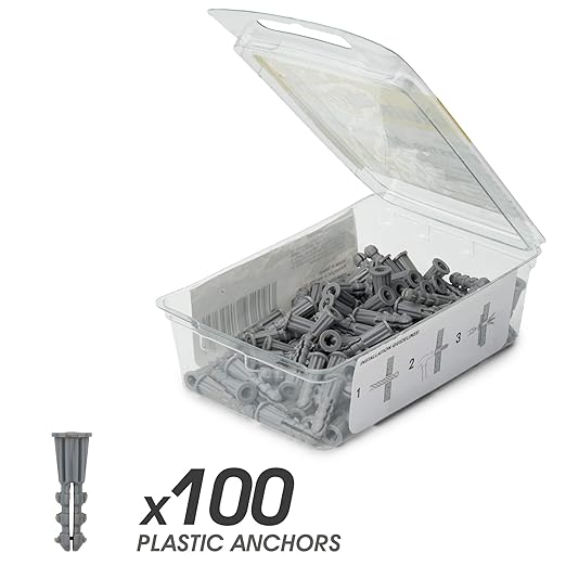 Qualihome Drywall Anchors Premium Quality Ribbed Lightweight Plastic Anchors for Hollow Walls – Wall Hanging Anchor Kit for Pictures, Artwork & Light Duty Anchoring Application (#6-8 x 7/8")