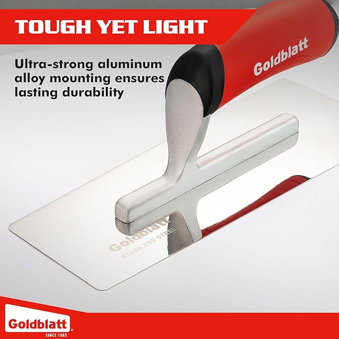 Goldblatt Venetian Plaster Finishing Trowel Set, 3 Pieces Polished Stainless Steel Drywall & Concrete Trowels with Soft Grip Handle, Paint Plastering & Marmorino Finishing Tools, Trapezoid Blade