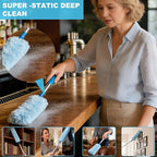 100 Inch Extended Handle Duster Heavy Duty Dusting 360° Duster Refills Kit, Microfibers Multi-Surface Dusters. Efficient Duster Kit for Cleaning Pet Hair, Home, Office, Blinds, Furniture (Blue)