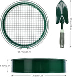 Soil Sieve Garden Riddle Sieve 12" Diameter, Fine Mesh Soil Sieve, Potting Sieve with 4 Interchangeable Filter Mesh Sizes 3,6,9,12mm and Shovel