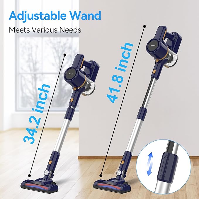 N7S Cordless Vacuum Cleaner, 6-in-1 Multifunction Cordless Vacuum, 210W Powerful Vacuum Cleaner, 6 Cell 2200mAh Stick Vacuum Cordless Rechargeable for Home (Deep-Blue)
