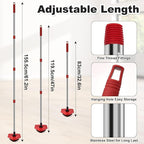 4 Part Stainless Steel Spin Mop Handles, Mop Base & Upgrade Scrub Brush Combo for Ocedar EasyWring 1 Tank Spin Mop System, Mop Handle Mop Base & Brush Set for O Cedar Mop, Universal Thin Screw Joints