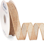 Ribbli Natural Burlap Wired Ribbon, 1” Inch x Continuous 20 Yard, Wired Edge Ribbon for Wreaths,Big Bows,Tree Decoration,Outdoor Decoration