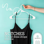 Sharpty Plastic Clothes Hangers – Notched Hangers for Clothes – Space Saving Adult Hangers for Shirts, Dresses, Coats & Pants – Lightweight Closet Organization (35 Pack, White)