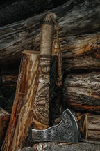 AX-7992 Custom Gift Forged Carbon Steel Viking Axe with Rose Wood Shaft, Viking Bearded Camping Axe, Mens Gift, Poshland Axe