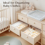 DIMJ Drawer Organizers Clothes, Set of 12 Dresser Organizer Bins, Fabric Closet Organizers and Storage, Shallow Drawer Dividers for Nursery, Clothing, Baby Clothes, Socks, Underwears, Tie (White)