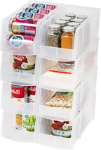 IRIS USA Clear Plastic Stackable Storage Bins, Large- 8 Pack, Open Front Fridge Pantry Kitchen Closet Cabinet Bathroom Organizer Basket for Organizing Snack, Cans, Office Supplies, and Coffee Pods