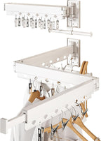 Wall Mounted Collapsible Clothes Drying Rack, Durable Space-Saving Laundry Drying Rack Clothing Hanger, Upgraded with Clips and Windproof Holes