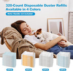 320 Pcs Disposable Dusters Refills 180° Multi Surface Replacement Bulk Heavy Duty Dusters for Ceiling Fan Cleaning with Microfibers Unscented(Bright Colors)