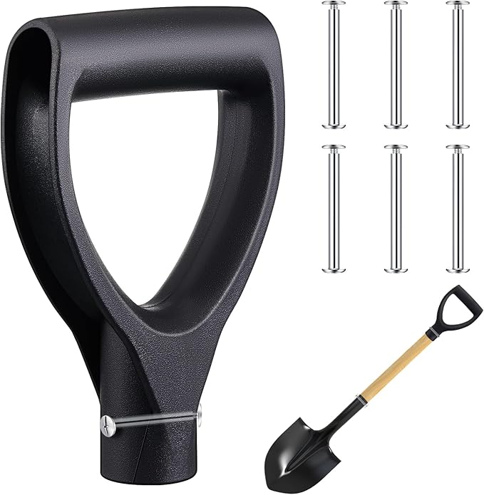 Plastic Spade Shovel D Grip Binding with 6 Post Screw 1-1/4" /32mm Inner Diameter PVC Shovel D Grip Handle Replacement for Digging Raking Tools