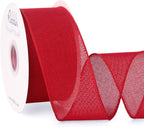 Ribbli Red Burlap Wired Ribbon, 2-1/2” Inch x Continuous 20 Yard, Red Wired Ribbon for Wreaths,Big Bows,Tree Decoration,Outdoor Decoration