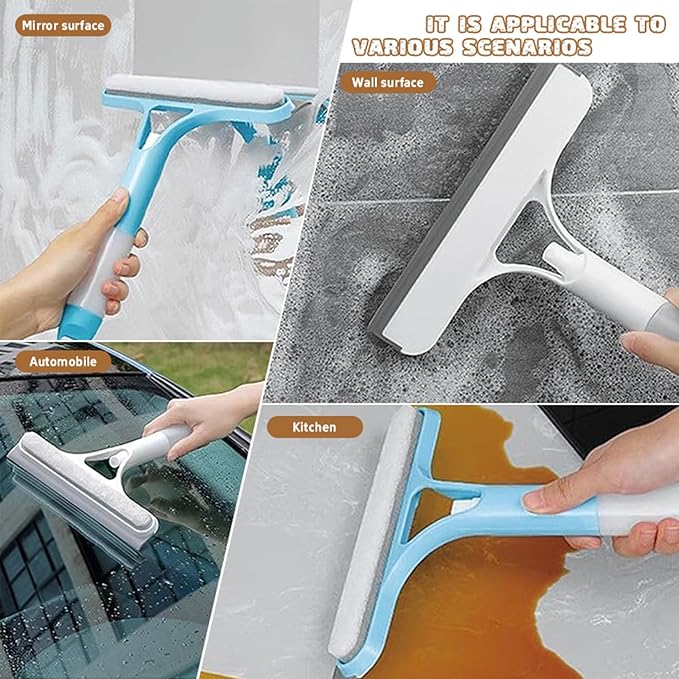 3 in 1 Window Cleaning Scraper,3 in 1 Spray Squeegee,2025 New with Brush and Built-in Spray BottleAll-Purpose,All-Purpose Window Cleaner Tool (Yellow)